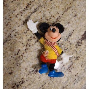 Vtg Disney Mickey Mouse Flocked Christmas Ornament Figure Blow Mold Hong Kong